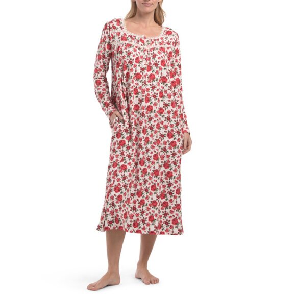 SOPHIA Red Holiday Floral Sleep Gown - Picture 1 of 1
